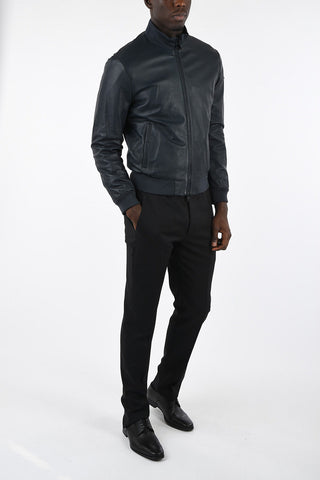ARMANI JEANS Leather Waist Length Bomber
