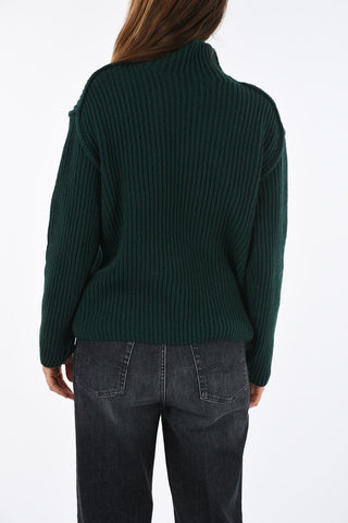 Wool and Cashmere crochet turtle-neck sweater