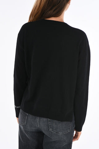 Crewneck Sweater with Embroidered Rose