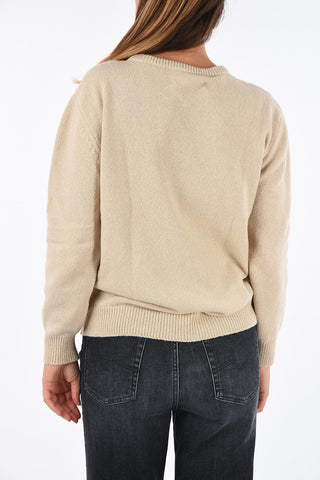 Crewneck HELP ME Sweater with Lurex Embroidery