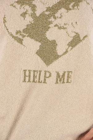 Maglia Girocollo HELP ME con Ricamo in Lurex