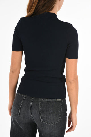 Short Sleeve Ribbed Sweater