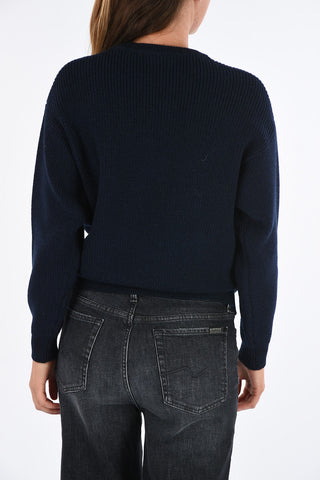 crochet crew-neck sweater