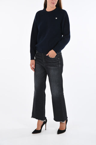 crochet crew-neck sweater