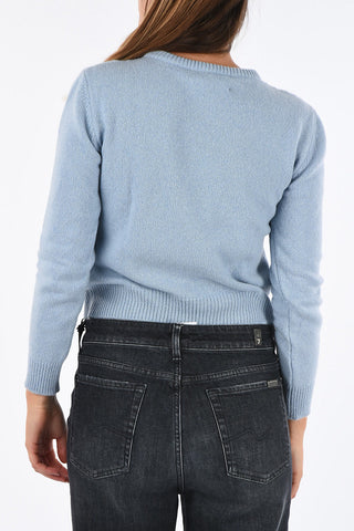 Crewneck HELP ME Sweater with Lurex Embroidery