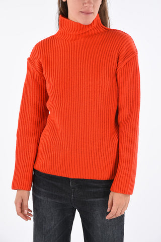 Wool and Cashmere crochet turtle-neck sweater