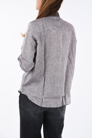 Camicia in Lino con Colletto Ricamato