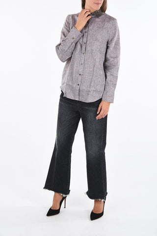 Camicia in Lino con Colletto Ricamato