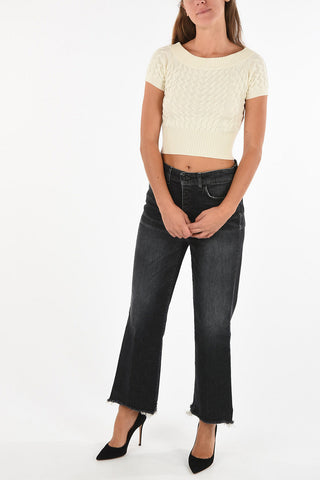 Frayed Hem Flare Jeans