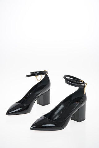 GARAVANI Lacquered Leather Pumps with Ankle Strap 6.5cm