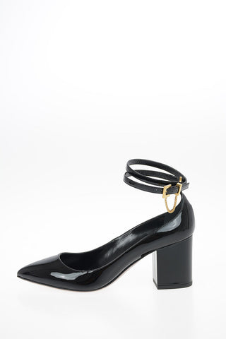 GARAVANI Lacquered Leather Pumps with Ankle Strap 6.5cm