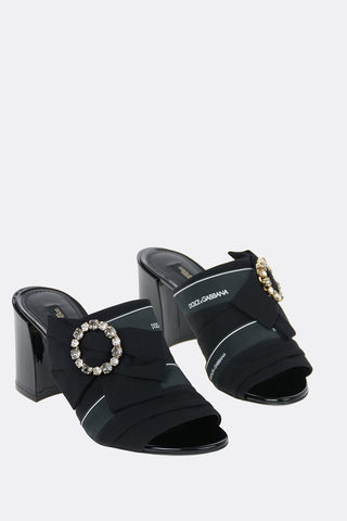 Open Toe Mules with Jewel Buckle 7 cm
