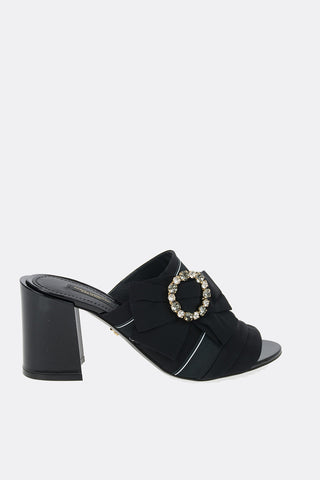 Open Toe Mules with Jewel Buckle 7 cm