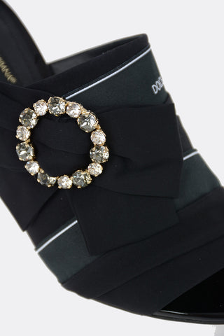Open Toe Mules with Jewel Buckle 7 cm