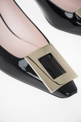 Lacquered Leather TRAPEZE Pumps with Buckle 4.5cm