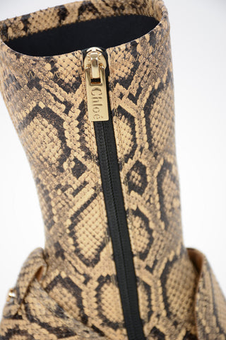 Python Printed Leather ADELIE Calf Length Boots 9cm