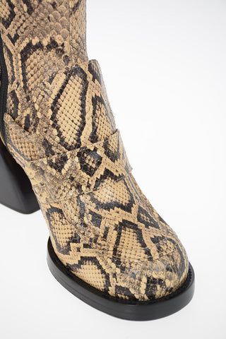Python Printed Leather ADELIE Calf Length Boots 9cm