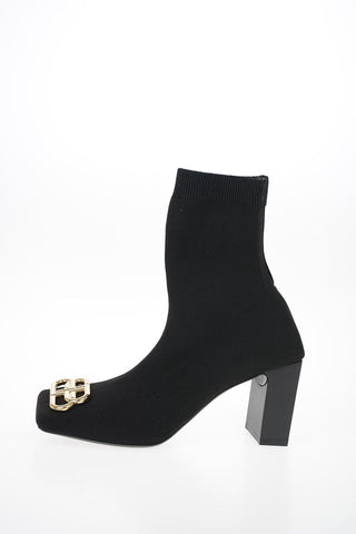Square Toe Fabric Booties 8cm