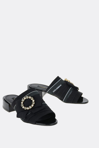 Open Toe Slippers with Jewel Buckle 3 cm
