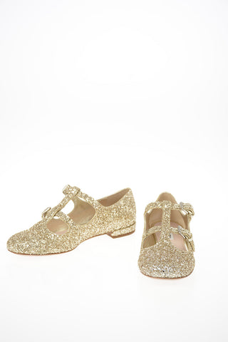 Ballerine Glitterate con Doppio Cinturino 2 Cm