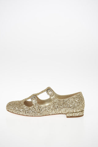Ballerine Glitterate con Doppio Cinturino 2 Cm
