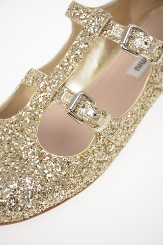 Ballerine Glitterate con Doppio Cinturino 2 Cm