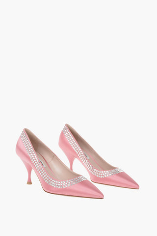 Satin Pumps with Jewel Details 8cm