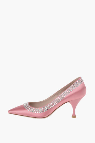 Satin Pumps with Jewel Details 8cm