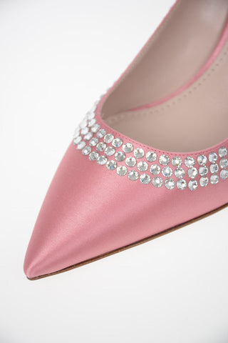 Satin Pumps with Jewel Details 8cm