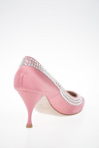 Satin Pumps with Jewel Details 8cm