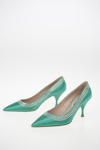 Satin Pumps with Jewel Details 8cm