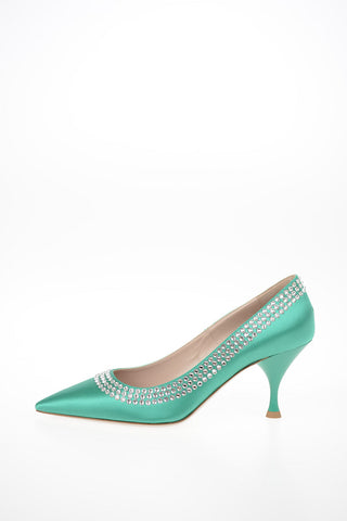 Satin Pumps with Jewel Details 8cm