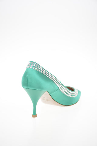 Satin Pumps with Jewel Details 8cm