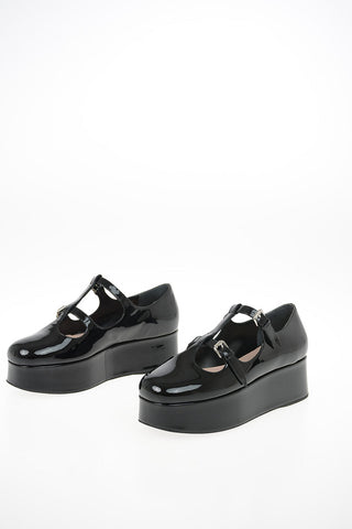 Lacquered Leather Platform Ballet Flats