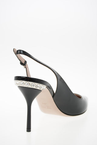 Slingbacks in Vernice con Dettaglio Gioiello 8 cm