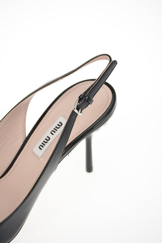 Slingbacks in Vernice con Dettaglio Gioiello 8 cm