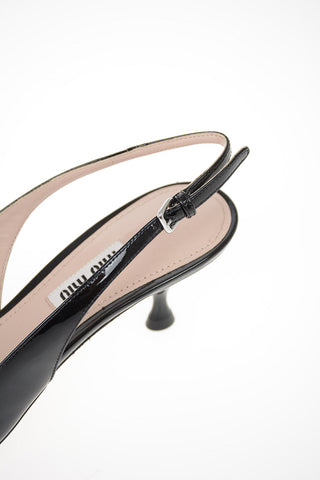 Lacquered Leather Slingbacks with Brogue 6cm