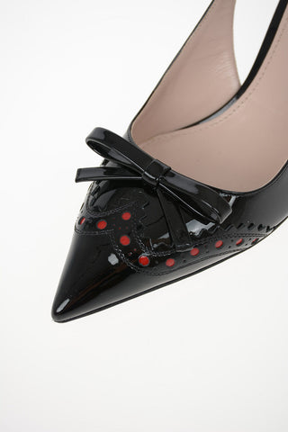 Lacquered Leather Slingbacks with Brogue 6cm