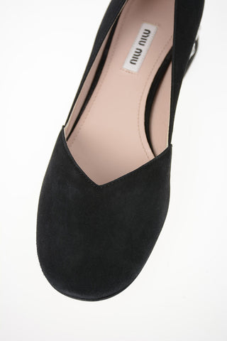 Suede Ballet Flats with Jewel Heel 3.5 cm