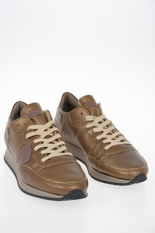 Metallic Leather TROPEZ Sneakers with Eco Fur Padding