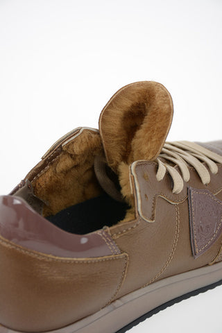 Metallic Leather TROPEZ Sneakers with Eco Fur Padding