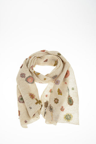 Linen Floral Embroidered Scarf