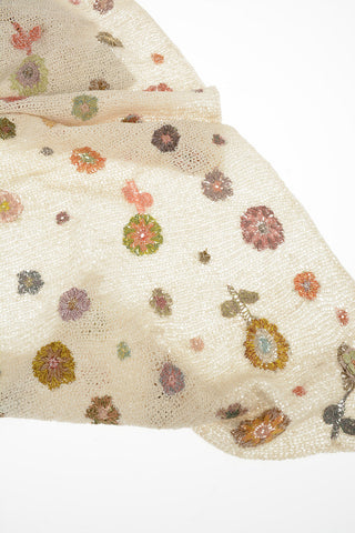 Linen Floral Embroidered Scarf