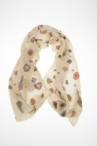 Linen Floral Embroidered Scarf