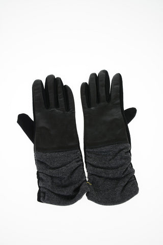 two-tone leather and wool gloves