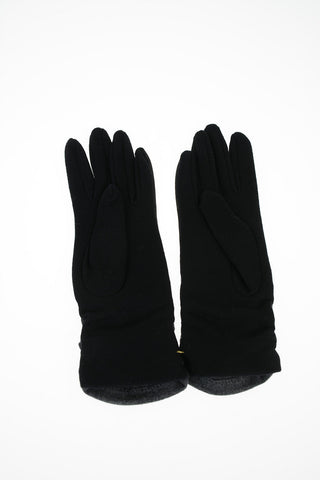 two-tone leather and wool gloves