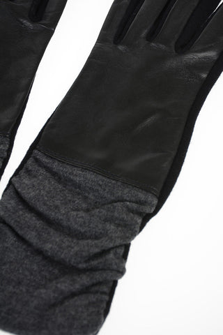 two-tone leather and wool gloves
