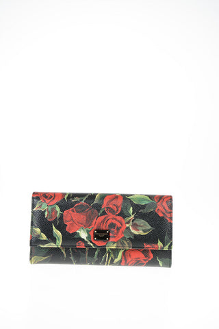 floral-print leather wallet