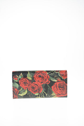 floral-print leather wallet