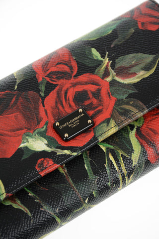 floral-print leather wallet